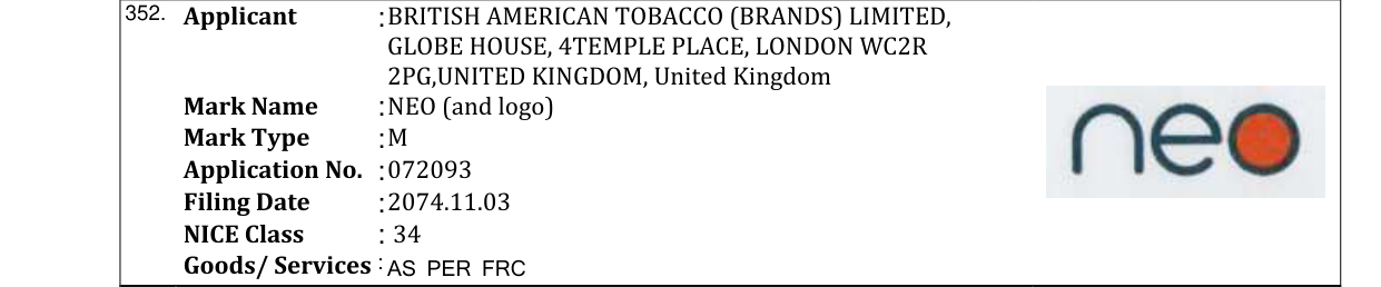 Original bulletin entry for NEO (and logo)