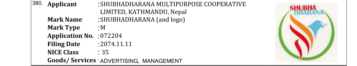 Original bulletin entry for SHUBHADHARANA (and logo)