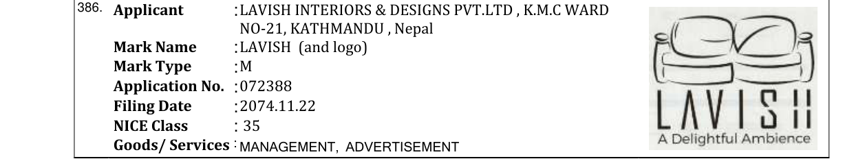 Original bulletin entry for LAVISH (and logo)