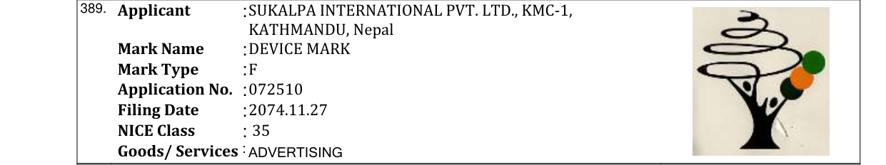 Original bulletin entry for DEVICE MARK