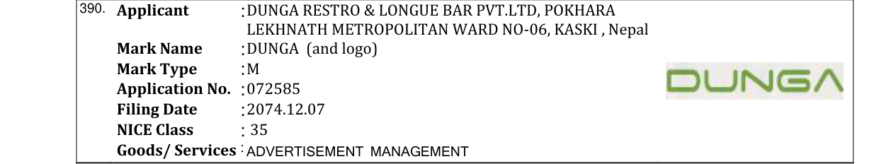 Original bulletin entry for DUNGA (and logo)