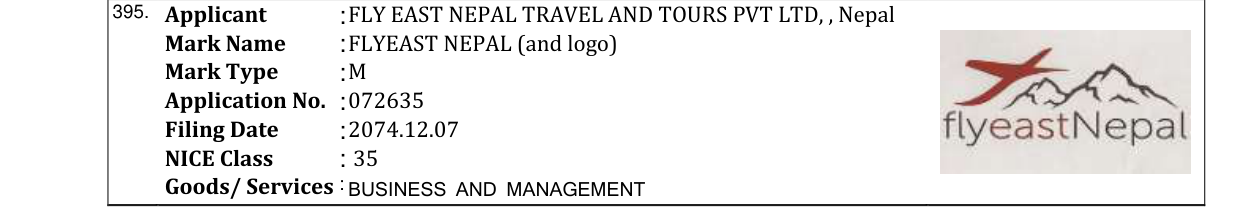 Original bulletin entry for FLYEAST NEPAL (and logo)