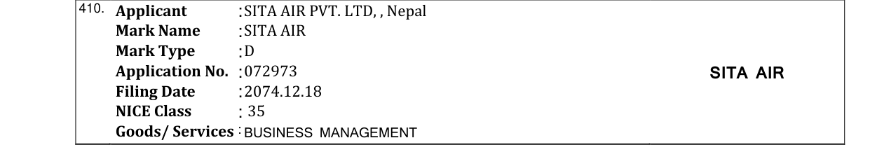 Original bulletin entry for SITA AIR
