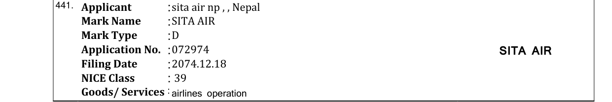 Original bulletin entry for SITA AIR