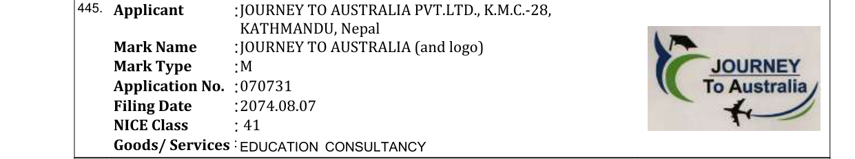 Original bulletin entry for JOURNEY TO AUSTRALIA (and logo)