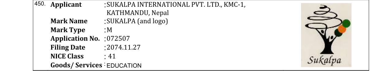 Original bulletin entry for SUKALPA (and logo)