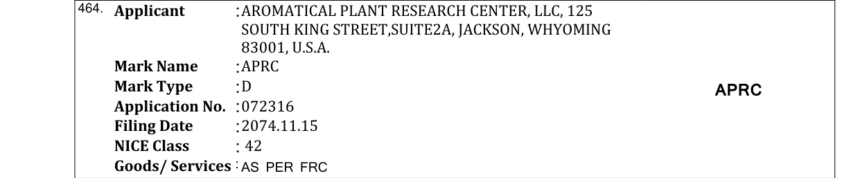 Original bulletin entry for APRC