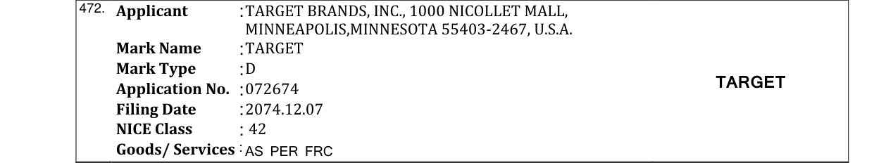 Original bulletin entry for TARGET