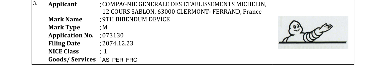 Original bulletin entry for 9TH BIBENDUM DEVICE