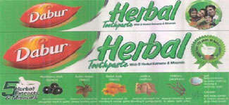DABAR HERBAL TOOTHPASTE (and logo) trademark logo