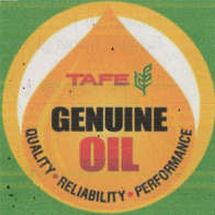 TAFE GENUINE OIL (and logo) trademark logo
