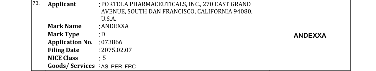 Original bulletin entry for ANDEXXA