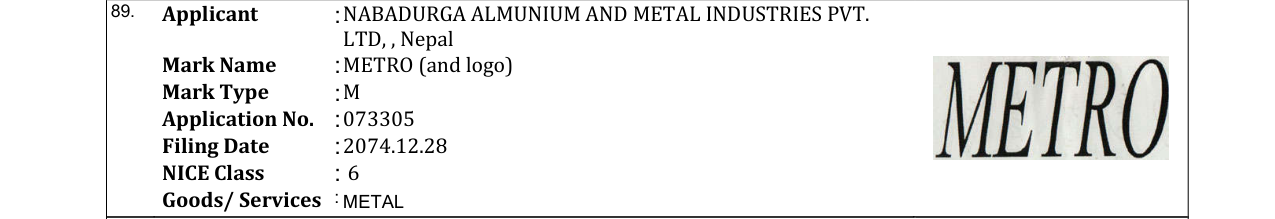 Original bulletin entry for METRO (and logo)