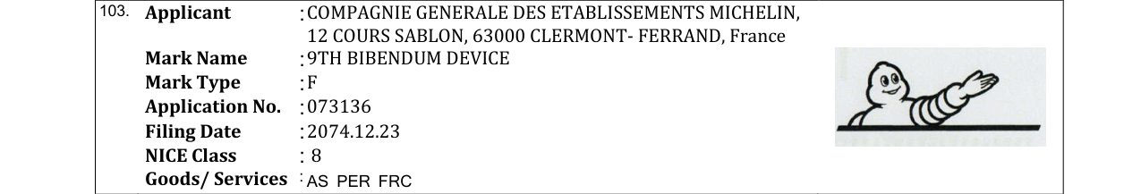 Original bulletin entry for 9TH BIBENDUM DEVICE