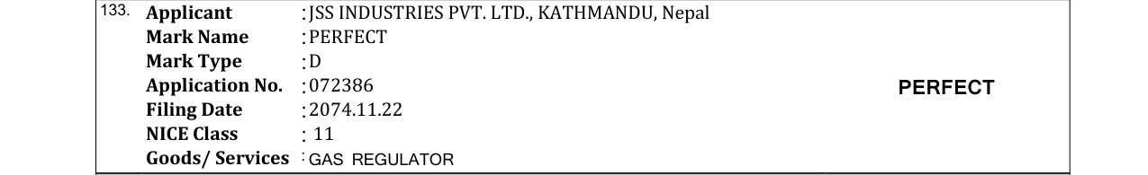 Original bulletin entry for PERFECT