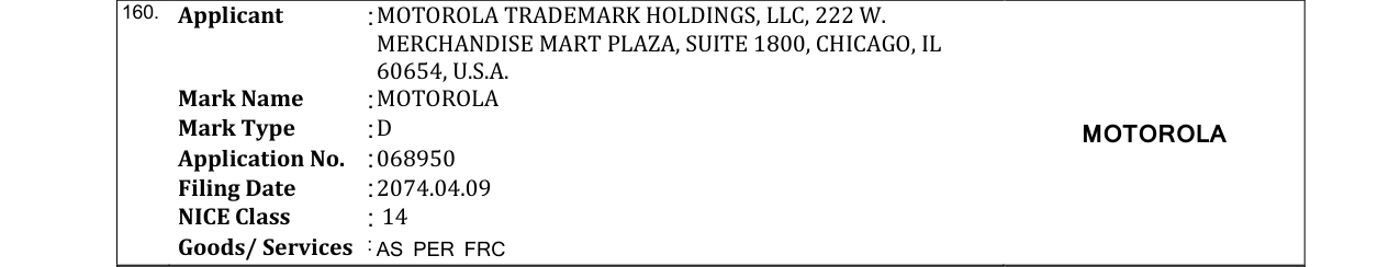 Original bulletin entry for MOTOROLA
