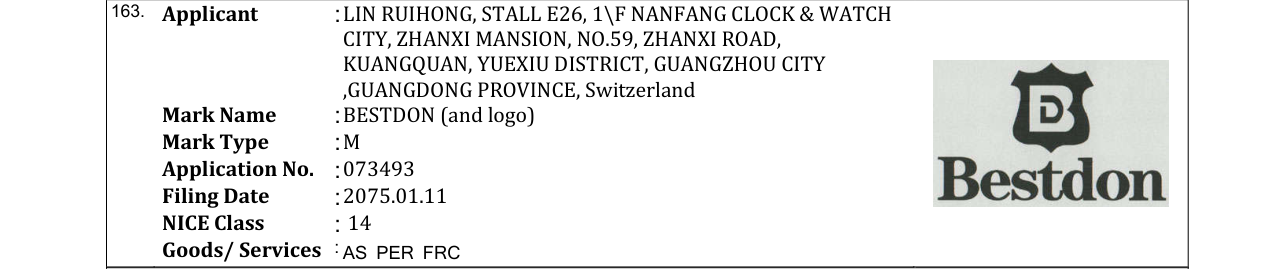 Original bulletin entry for BESTDON (and logo)