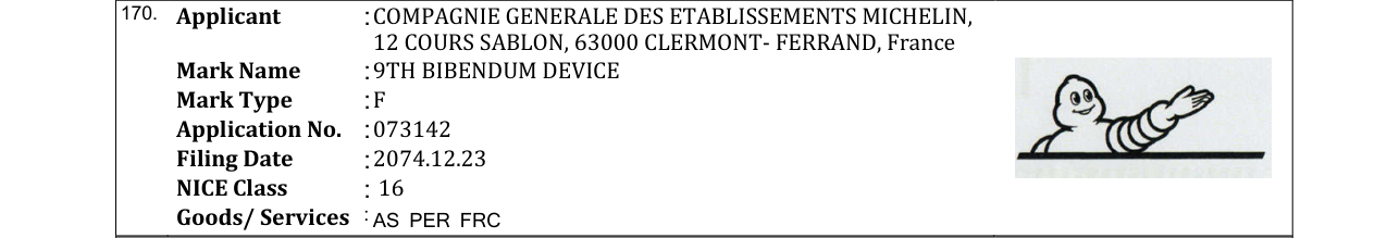 Original bulletin entry for 9TH BIBENDUM DEVICE