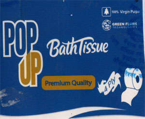 POP UP BATHTISSUE (and logo) trademark logo