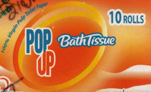 POP-UP BATHTISSUE (and logo) trademark logo