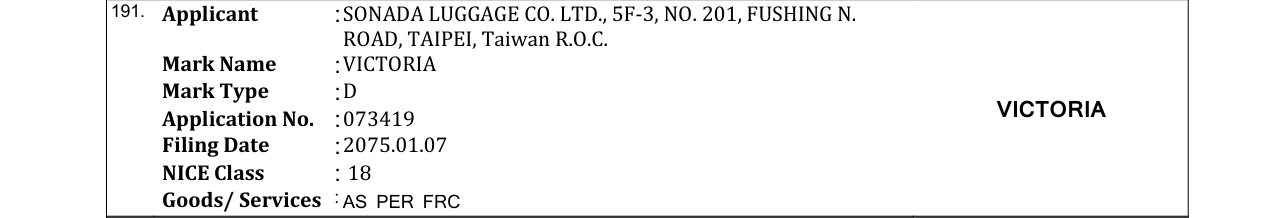 Original bulletin entry for VICTORIA