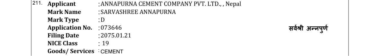 Original bulletin entry for SARVASHREE ANNAPURNA