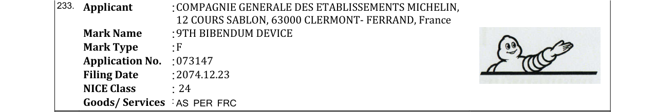 Original bulletin entry for 9TH BIBENDUM DEVICE