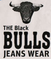 THE BLACK BULLS JEANS WEAR (and logo) trademark logo