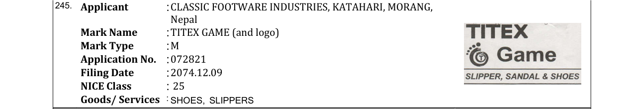 Original bulletin entry for TITEX GAME (and logo)