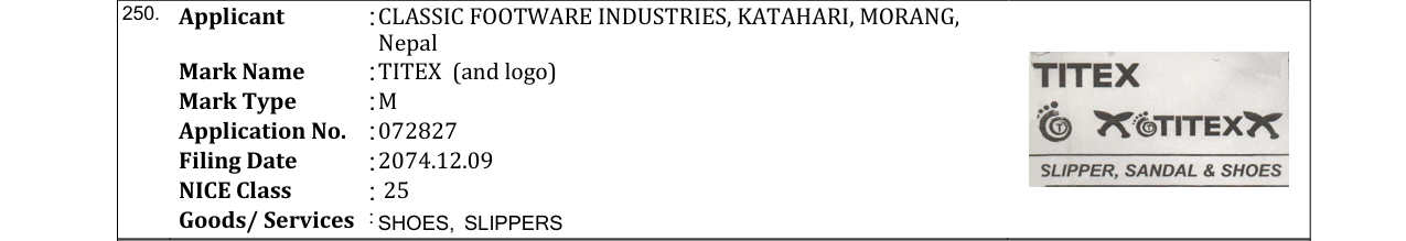 Original bulletin entry for TITEX (and logo)