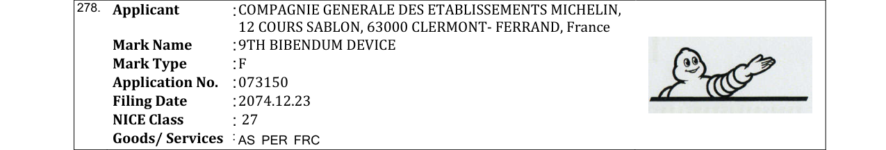 Original bulletin entry for 9TH BIBENDUM DEVICE