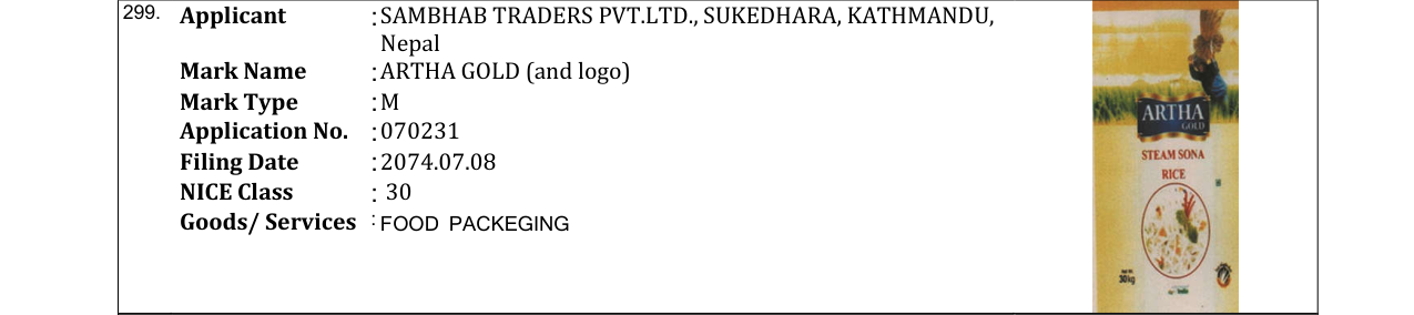 Original bulletin entry for ARTHA GOLD (and logo)