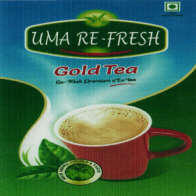 UMA RE-FRESH TEA (and logo) trademark logo