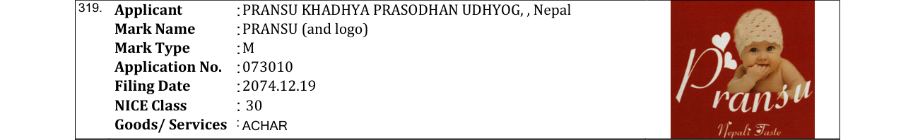 Original bulletin entry for PRANSU (and logo)