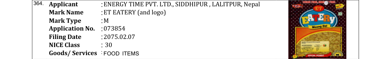 Original bulletin entry for ET EATERY (and logo)