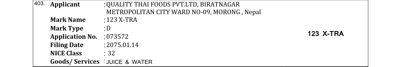 Original bulletin entry for 123 X-TRA