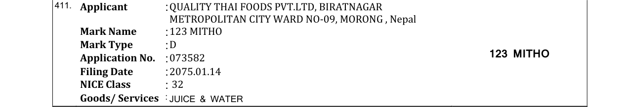 Original bulletin entry for 123 MITHO