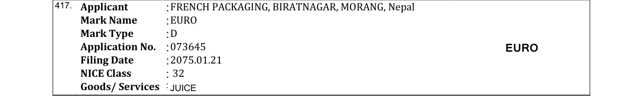 Original bulletin entry for EURO