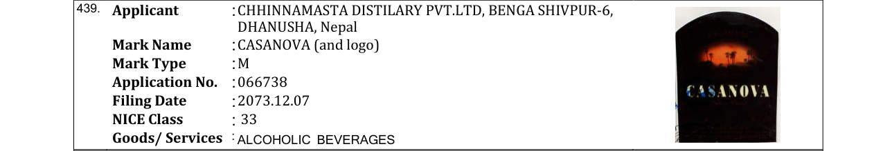 Original bulletin entry for CASANOVA (and logo)