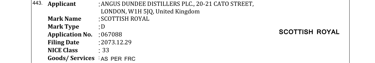 Original bulletin entry for SCOTTISH ROYAL