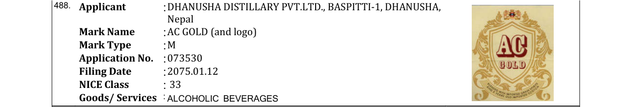 Original bulletin entry for AC GOLD (and logo)