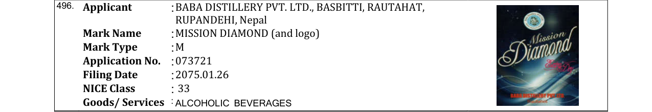 Original bulletin entry for MISSION DIAMOND (and logo)