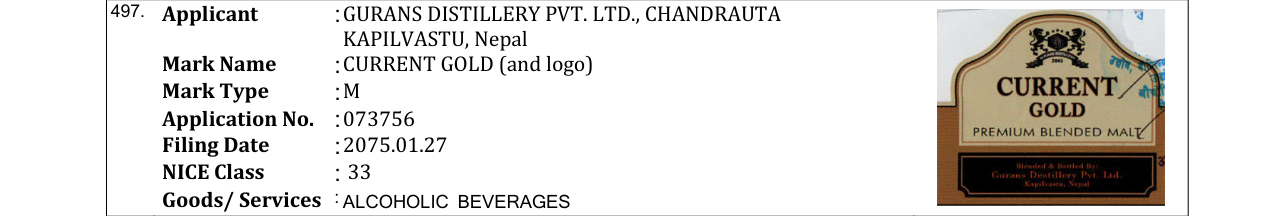 Original bulletin entry for CURRENT GOLD (and logo)