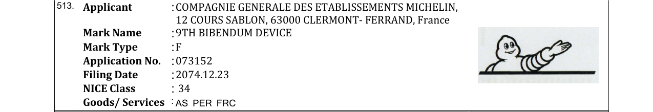 Original bulletin entry for 9TH BIBENDUM DEVICE