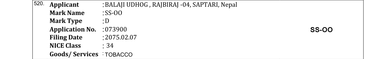 Original bulletin entry for SS-OO