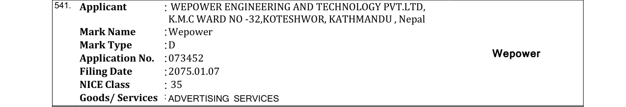 Original bulletin entry for Wepower