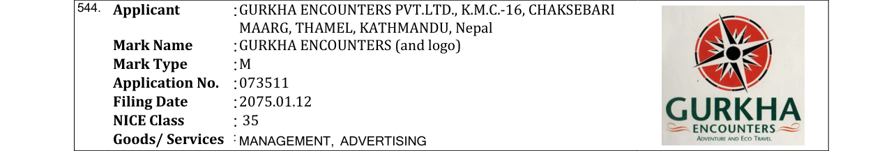 Original bulletin entry for GURKHA ENCOUNTERS (and logo)