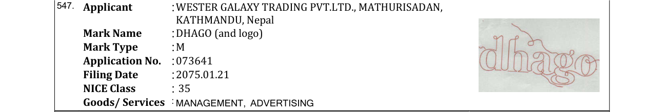 Original bulletin entry for DHAGO (and logo)
