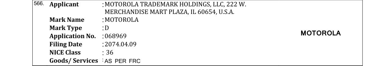 Original bulletin entry for MOTOROLA