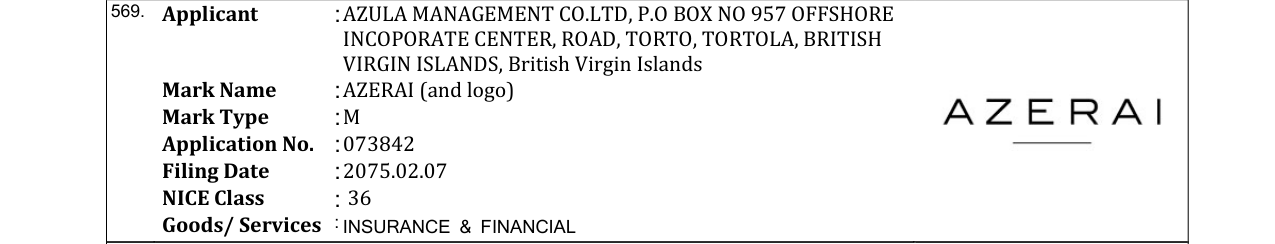 Original bulletin entry for AZERAI (and logo)